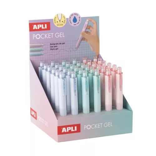 Mini zseléstoll display, 0,5 mm, nyomógombos, APLI "Pocket Gel", vegyes pasztell színek