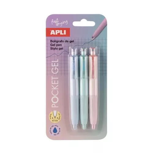 Mini zseléstoll, 0,5 mm, nyomógombos, APLI "Pocket Gel", vegyes pasztell színek