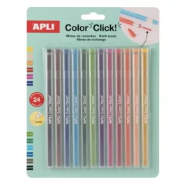  Utántöltő színes töltőceruza készlethez, APLI "Color Click", 24 db, 12 szín