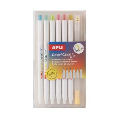 Színes töltőceruza készlet, többszínű írásvonal, APLI "Color Click Mix"