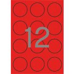 Etikett, 60 mm kör, színes, APLI, neon piros, 240 etikett/csomag