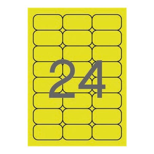 Etikett, 64x33,9 mm, színes, kerekített sarkú, APLI, neon sárga, 480 etikett/csomag