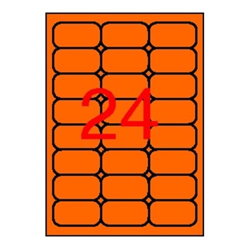 Etikett, 64x33,9 mm, színes, kerekített sarkú, APLI, neon narancs, 480 etikett/csomag