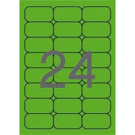   Etikett, 64x33,9 mm, színes, kerekített sarkú, APLI, neon zöld, 480 etikett/csomag