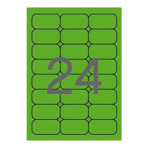 Etikett, 64x33,9 mm, színes, kerekített sarkú, APLI, neon zöld, 480 etikett/csomag