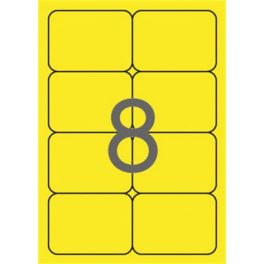   Etikett, 99,1x67,7 mm, színes, kerekített sarkú, APLI, neon sárga, 160 etikett/csomag