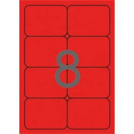   Etikett, 99,1x67,7 mm, színes, kerekített sarkú, APLI, neon piros, 160 etikett/csomag