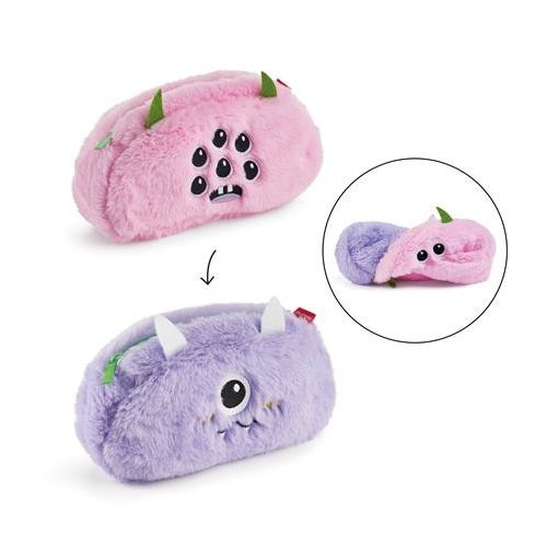 Szörnyecskés neszesszer, kifordítható, APLI Back2Fun, rózsaszín / lila