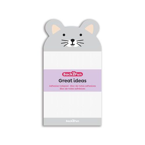 Egérkés öntapadó jegyzettömb, 90×165 mm, 60 lap, APLI Back2Fun, szürke