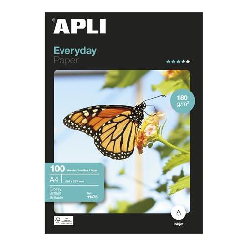 Fotópapír, tintasugaras, A4, 180 g, fényes, APLI "Everyday"