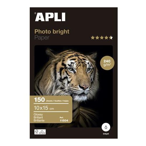 Fotópapír, tintasugaras, 10x15 cm, 240 g, fényes, APLI "Photo Bright"