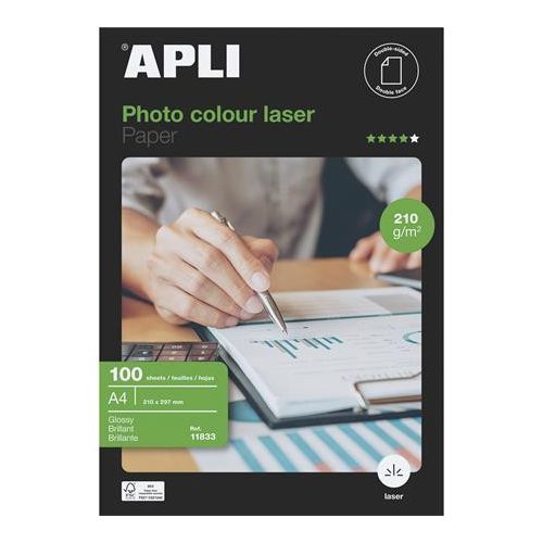 Fotópapír, lézer, A4, 210 g, fényes, kétoldalas, APLI "Premium Laser"