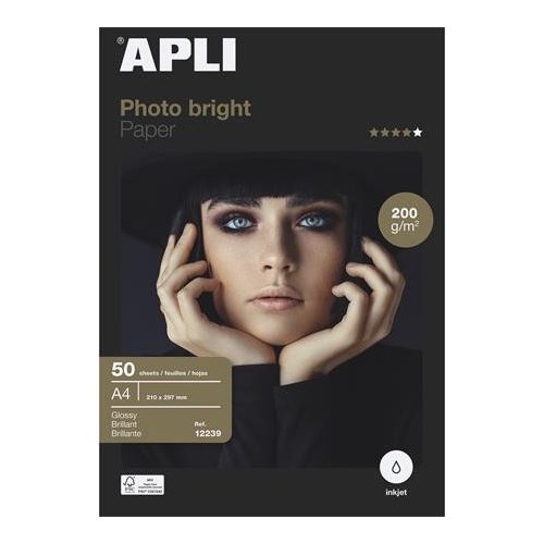 Fotópapír, tintasugaras, A4, 200 g, fényes, APLI "Photo bright"
