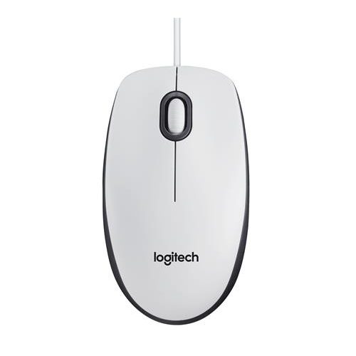 Egér, vezetékes, optikai, normál méret, USB, LOGITECH "M100", fehér