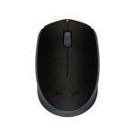 Egér, vezeték nélküli, optikai, közepes méret, USB, LOGITECH "M171", fekete