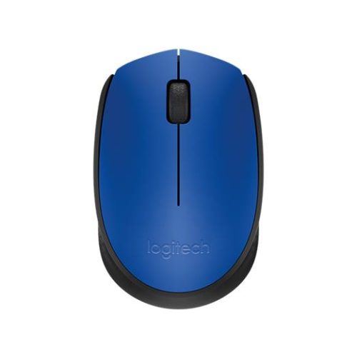 Egér, vezeték nélküli, optikai, közepes méret, USB, LOGITECH "M171", kék