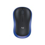 Egér, vezeték nélküli, optikai, közepes méret, USB, LOGITECH "M185", kék