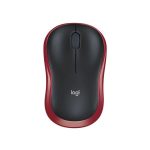 Egér, vezeték nélküli, optikai, közepes méret, USB, LOGITECH "M185", piros