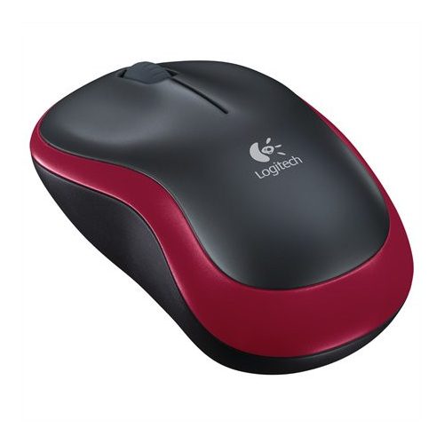 Egér, vezeték nélküli, optikai, közepes méret, USB, LOGITECH "M185", piros