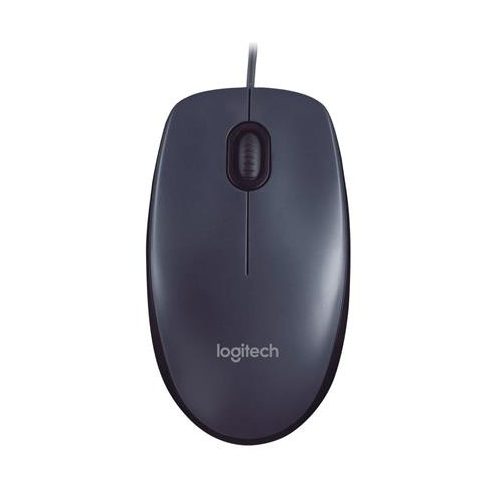 Egér, vezetékes, optikai, normál méret, USB, LOGITECH "M90", sötétszürke