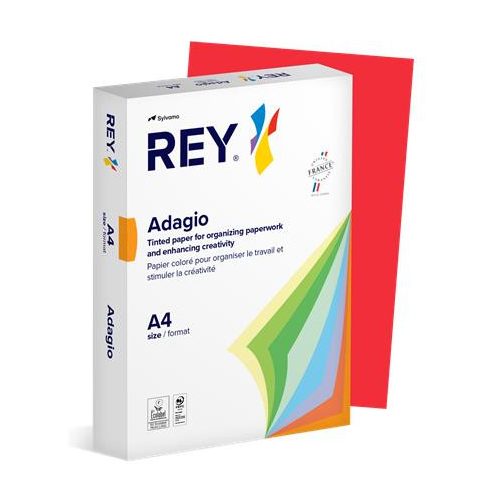 Másolópapír, színes, A4, 80 g, REY "Adagio", intenzív piros