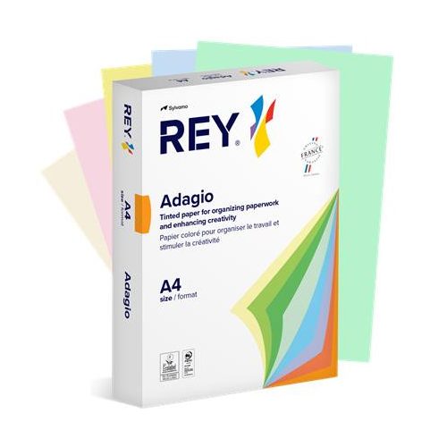 Másolópapír, színes, A4, 80 g, 5x100 lap, REY "Adagio", pasztell mix