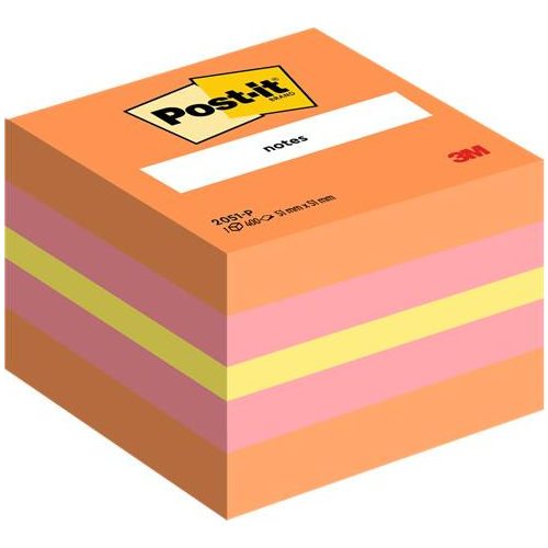 Öntapadó jegyzettömb, 51x51 mm, 400 lap, 3M POSTIT, pink
