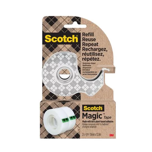 Ragasztószalag fém adagolón, 2 szalaggal, 19 mm x 13,9 m, 3M SCOTCH "Magic™", átlátszó