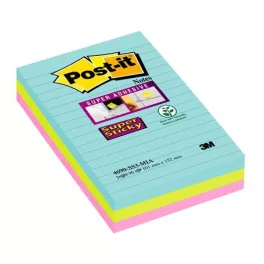   Öntapadó jegyzettömb, vonalas, 3x90 lap, 101x152 mm, 3M POSTIT "Super Sticky Cosmic", vegyes színek