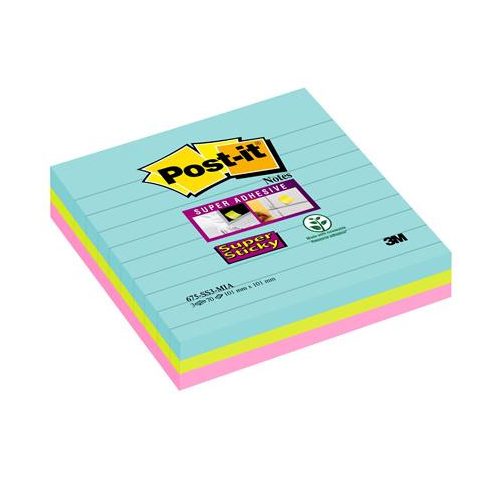 Öntapadó jegyzettömb, vonalas, 3x70 lap, 101x101 mm, 3M POSTIT "Super Sticky Cosmic", vegyes színek