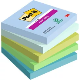   Öntapadó jegyzettömb, 76x76 mm, 5x90 lap, 3M POSTIT "Super Sticky Oasis", vegyes színek