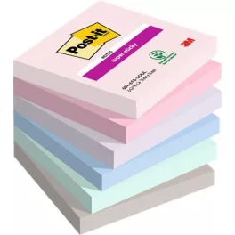   Öntapadó jegyzettömb, 76x76 mm, 6x90 lap, 3M POSTIT "Super Sticky Soulful", vegyes színek