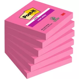   Öntapadó jegyzettömb, 76x76 mm, 6x90 lap, 3M POSTIT "Super Sticky", pink