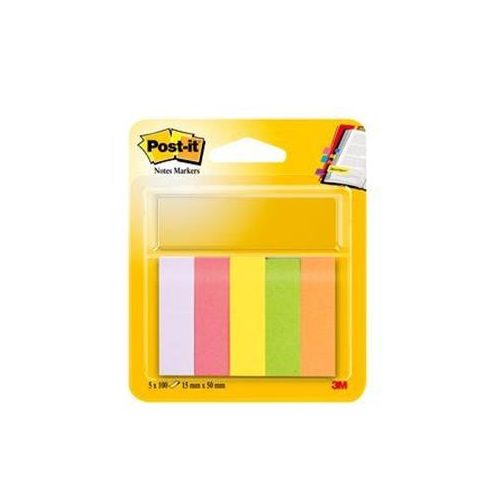 Jelölőcímke, papír, 5x100 lap, 15x50 mm, 3M POSTIT, vegyes