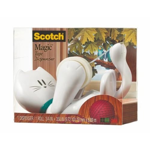 Ragasztószalag-adagoló, asztali, feltöltött, 3M SCOTCH "C39", cica