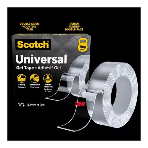 Ragasztószalag, kétoldalas, erős, 30 mm x 3 m, 3M SCOTCH "Universal Gel", átlátszó
