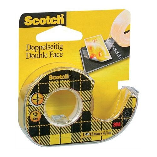 Ragasztószalag, kétoldalas, adagolón, kézi, 12,7 mm x 6,3 m, 3M SCOTCH