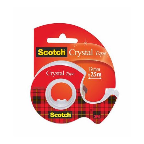 Ragasztószalag, adagolón, kézi, 19 mm x 7,5 m, 3M SCOTCH "Crystal"