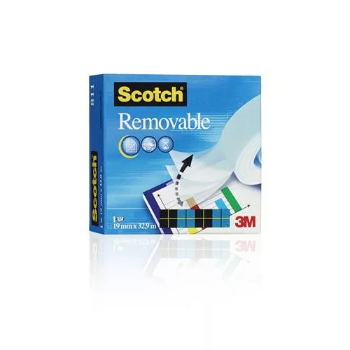 Ragasztószalag, 19 mm x 33 m, eltávolítható, 3M SCOTCH "Removable 811"