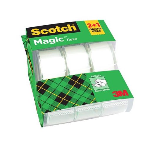 Ragasztószalag, adagolón, kézi, 19 mm x 7,5 m, 3M SCOTCH "Magic Tape 810",2+1