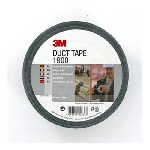 Ragasztószalag, szövet, 50 mm x 50 m, 3M "Duct Tape 1900", fekete, 24 tekercs