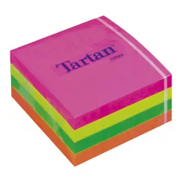   Öntapadó jegyzettömb, 76x76 mm, 400 lap, TARTAN, vegyes neon színek