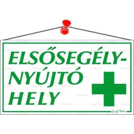   Információs tábla, 22,5x12,5 cm, "Elsősegélynyújtó hely"