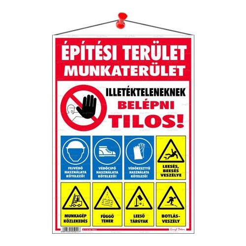 Információs tábla, 35x25 cm, "Építési terület!"