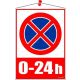 Információs tábla, 35x25 cm, 0-24h megállni tilos piktogram