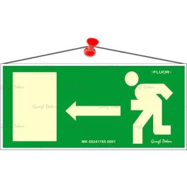   Információs tábla, 25x11,5 cm, fluoreszkáló, utánvilágítós, "Menekülési irány balra"