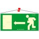 Információs tábla, 25x11,5 cm, fluoreszkáló, utánvilágítós, "Menekülési irány balra"