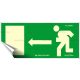 Információs matrica, 25x11,5 cm, fluoreszkáló, utánvilágítós, "Menekülési irány balra"