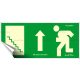 Információs matrica, 25x11,5 cm, fluoreszkáló, utánvilágítós, "Menekülési irány fel, lépcső balra"