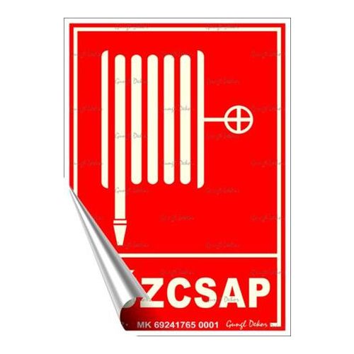 Információs matrica, 12,5x17,5 cm, fluoreszkáló, utánvilágítós, "Tűzcsap"